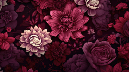 Floral background with dahlias and roses. Vector illustration.の素材