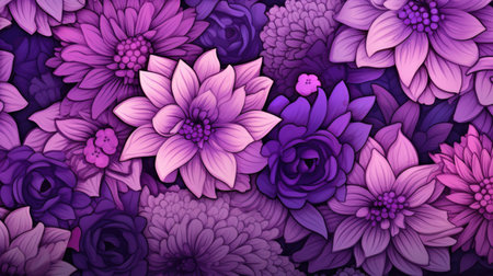 Seamless floral pattern with purple dahlias. Vector illustration.の素材