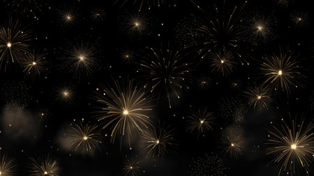 Fireworks background. Vector illustration. Fireworks on black background.の素材