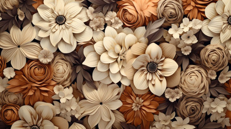 Floral background made of paper flowers. Floral pattern. Floral background.の素材