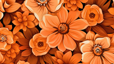 Seamless pattern with orange dahlias. Vector illustration.の素材