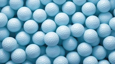 Blue golf balls background. Top view. 3d rendering illustration.の素材