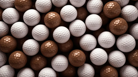3d rendering of white golf balls in a pile. Golf balls backgroundの素材
