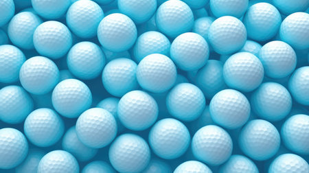 Blue golf balls background. Top view. 3D rendering. 3D illustration.の素材
