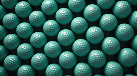 Green golf balls background. 3D illustration. 3D CG. High resolution.の素材