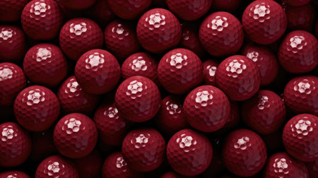 Red golf balls background. 3d rendering, 3d illustration.の素材