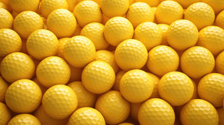 Yellow golf balls background. Golf balls pattern. Golf balls background.の素材