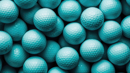 Close-up of blue golf balls. Golf ball background. Golf ball patternの素材