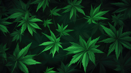 Marijuana leaves on dark background. Vector illustration of cannabis leaves.の素材