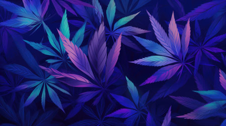 Cannabis leaves on dark blue background. Vector illustration for your designの素材