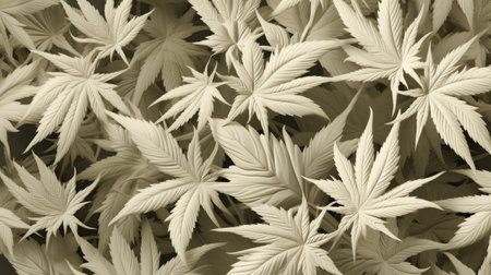 Cannabis leaf background in sepia tone. Close up.の素材