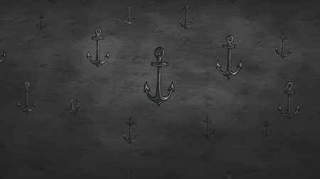 Anchor pattern on dark background. 3D rendering illustration.の素材