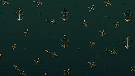 Anchor pattern on a dark green background. 3d renderingの素材
