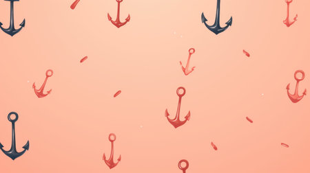 Illustration of a lot of anchors on a pink background with space for textの素材