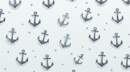 Seamless pattern with anchors on white background. Vector illustration.の素材