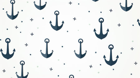 Seamless pattern with anchors on white background. Vector illustration.の素材