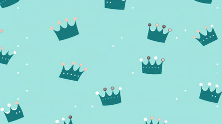Seamless pattern with crowns on pastel blue background.の素材