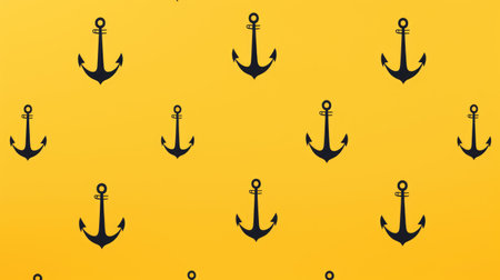 Anchor on a yellow background. Seamless pattern.の素材