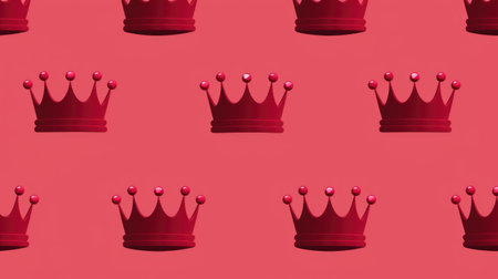 Red crowns on a red background. Seamless pattern.の素材