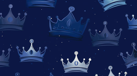 Seamless pattern with crowns on dark blue background. Vector illustrationの素材