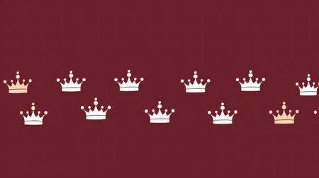 Illustration of crowns on a red background with space for textの素材