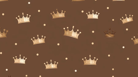 Crowns seamless pattern on brown background. Vector illustration for your designの素材