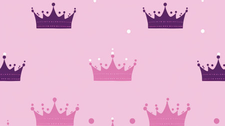 Seamless pattern with royal crowns on pink background. Vector illustrationの素材