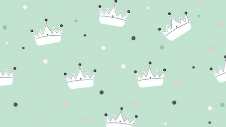 Seamless pattern with hand drawn crowns. Vector illustration.の素材