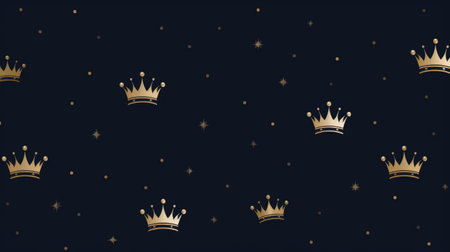Golden crowns on a dark background. Luxury background. Vector illustration.の素材