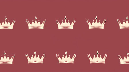 Seamless pattern with crowns on red background. Vector illustration.の素材