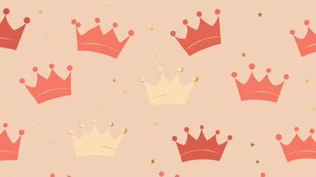 Seamless pattern with crowns on pink background. Vector illustration.の素材