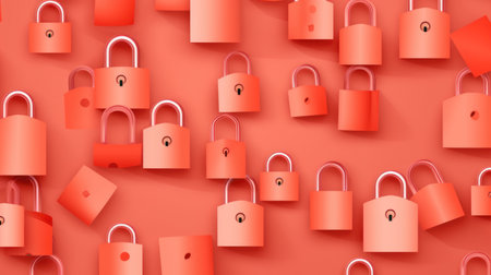 Red padlock on a red background. Security concept. Vector illustrationの素材