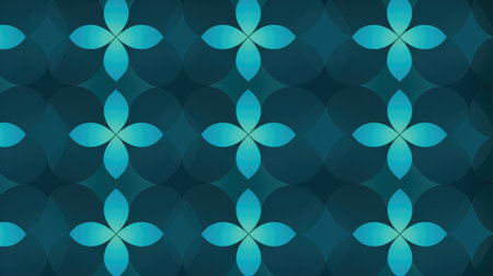 Seamless pattern with abstract flowers in blue colors. Vector illustration.の素材