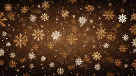 Snowflakes on brown background. Christmas and New Year concept.の素材