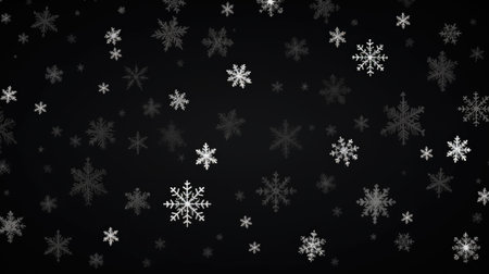 Snowflakes Christmas background. Falling snowflakes on dark background. Vector illustration.の素材