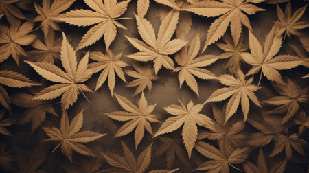 Cannabis leaf background. Cannabis leaves background. Top view.の素材