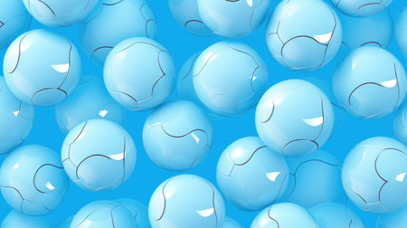 Blue balls on blue background. Seamless pattern. 3d illustrationの素材
