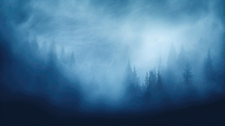 Foggy forest in the night, 3d rendering. Computer digital drawing.の素材