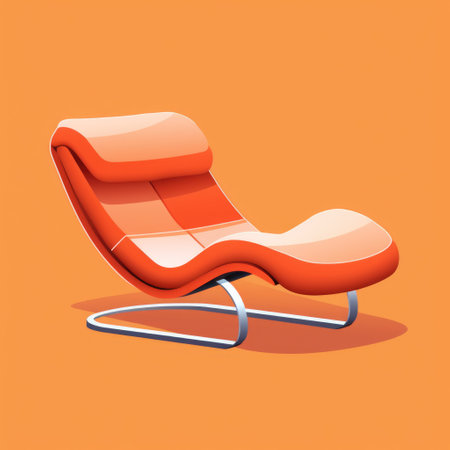 Armchair isolated on orange background. Vector illustration.の素材