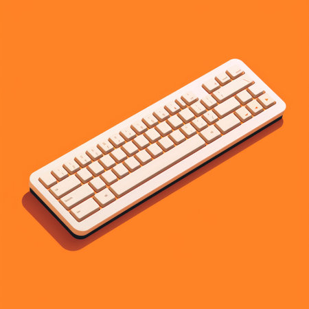 Computer keyboard isolated on orange background. Vector illustration.の素材