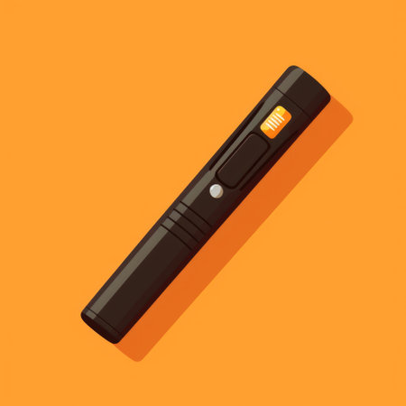 Flat design modern vector illustration concept of electronic cigarette lighter on orange backgroundの素材