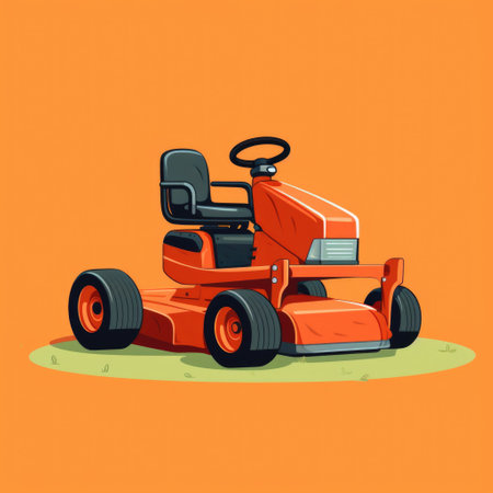 Lawn mower vector illustration. Isolated on orange background.の素材