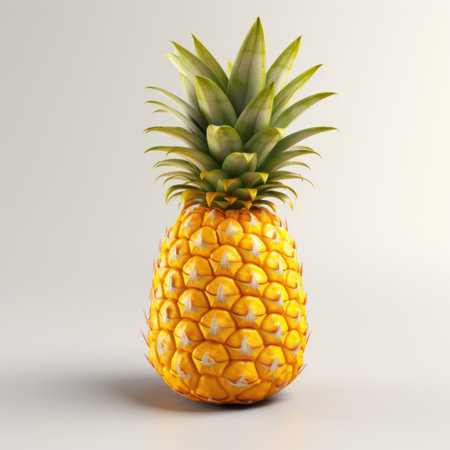Pineapple isolated on a white background. 3d render.の素材