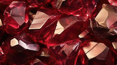 Close up shot of red ruby gemstone background. Macro shot.の素材