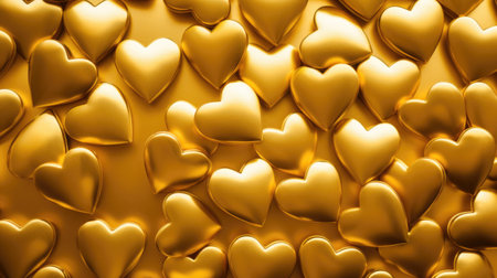 golden hearts background for valentine's day, 3d renderの素材