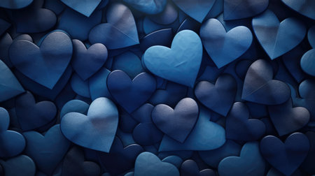 Blue hearts background. Valentines day card. 3d rendering.の素材