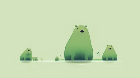 Cute beavers in the water. Vector illustration for your designの素材