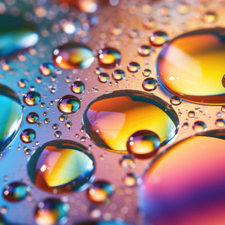 Water drops on a colorful background. Shallow depth of field.の素材
