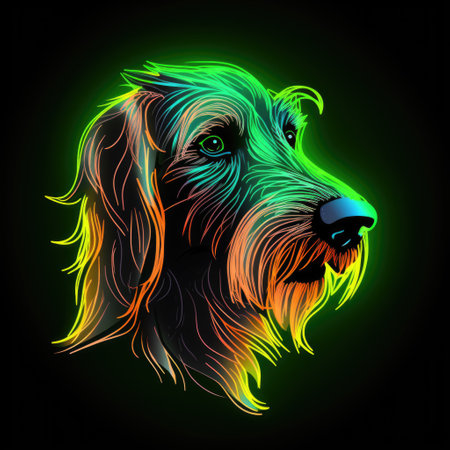 Portrait of a dog. Vector illustration on a black background.の素材