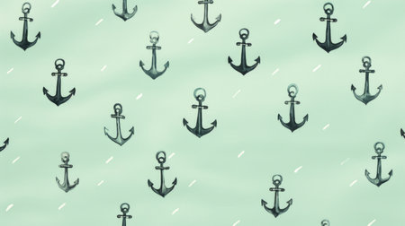 Anchor seamless pattern. Sea background with anchor. Vector illustrationの素材